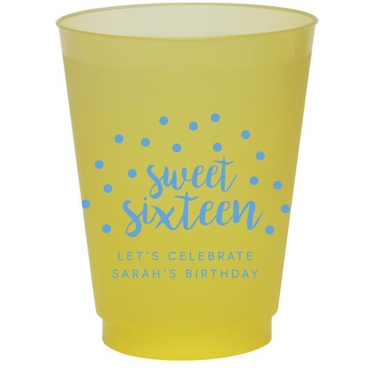 Confetti Dots Sweet Sixteen Colored Shatterproof Cups